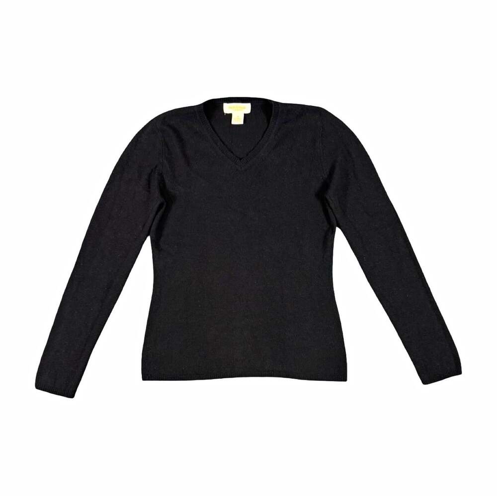 Peck & Peck Women’s Black Cashmere Knit V-Neck Long Sleeve Pullover Sweater S